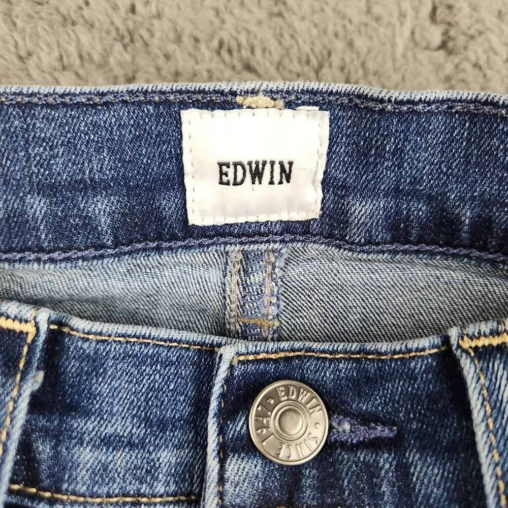 Edwin Bree Jeans Women's Size 26 Deja Blue Classic Straight Leg Mid Rise Ankle - Picture 3 of 12